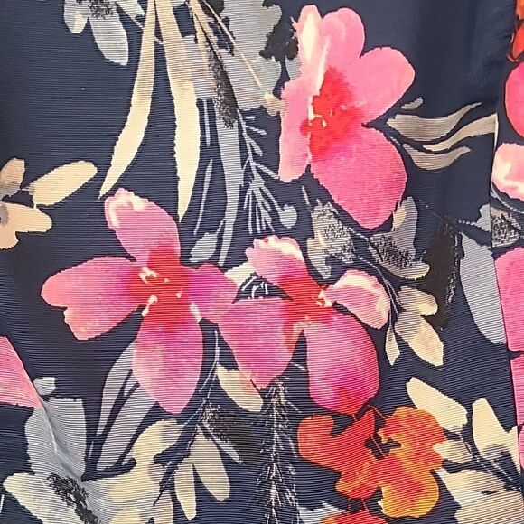 Eliza J Fit & Flare Floral Belted Dress Blue Pink Side Pockets Size 14 - Picture 8 of 16